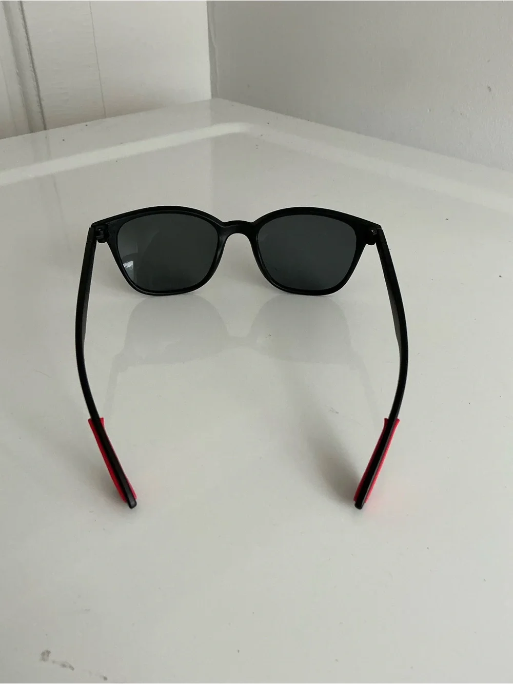 Men's Black Sunglasses with Red Accents